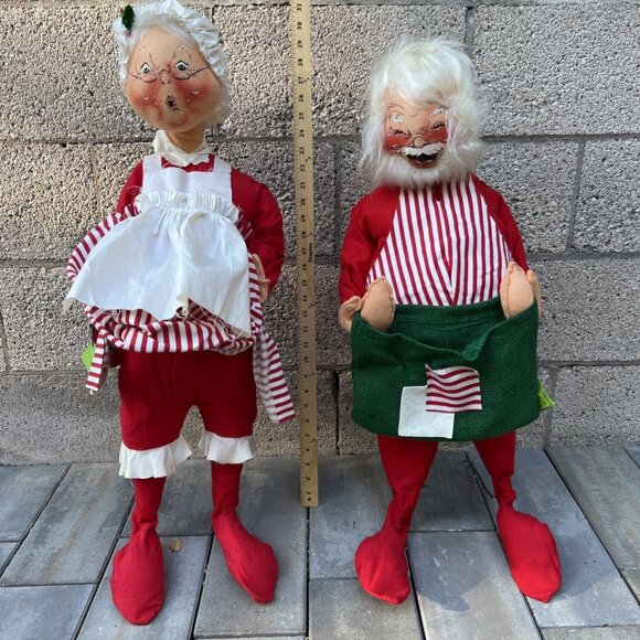 Other - Vintage 1970s Annalee Mobilitee 30" Santa & Mrs Claus Dolls Door Greeters